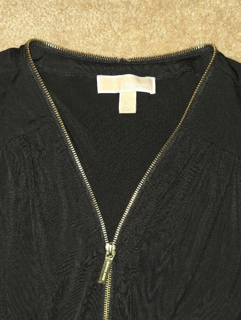 Michael Kors Black Top with Gold Zip Detail